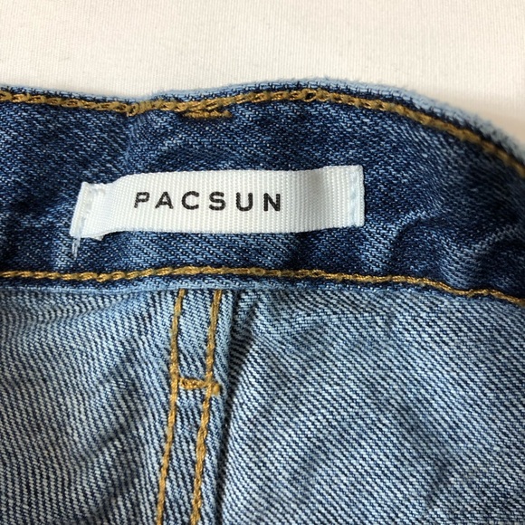 Pacsun Cotton High Rise Ripped Distressed Blue Wash Button Fly Straight Jeans 26 - Picture 15 of 16